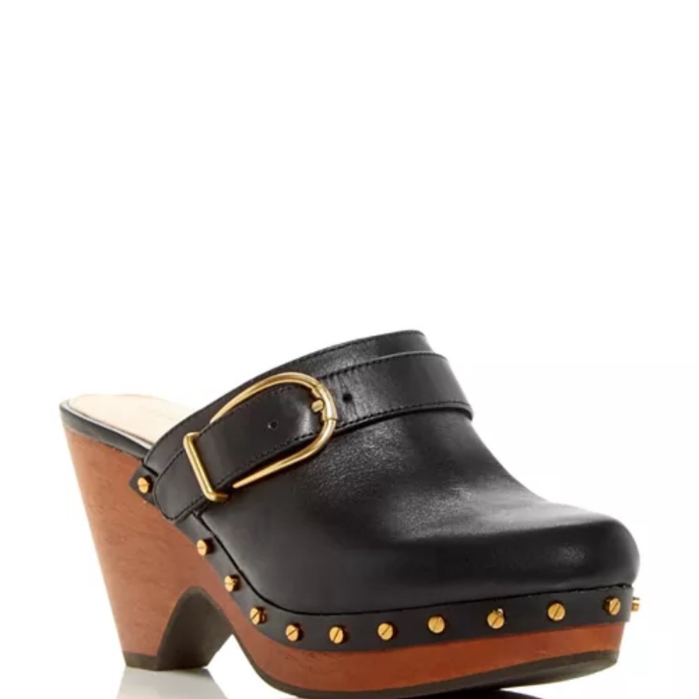 Veronica Beard Black and Brown Studded Mules